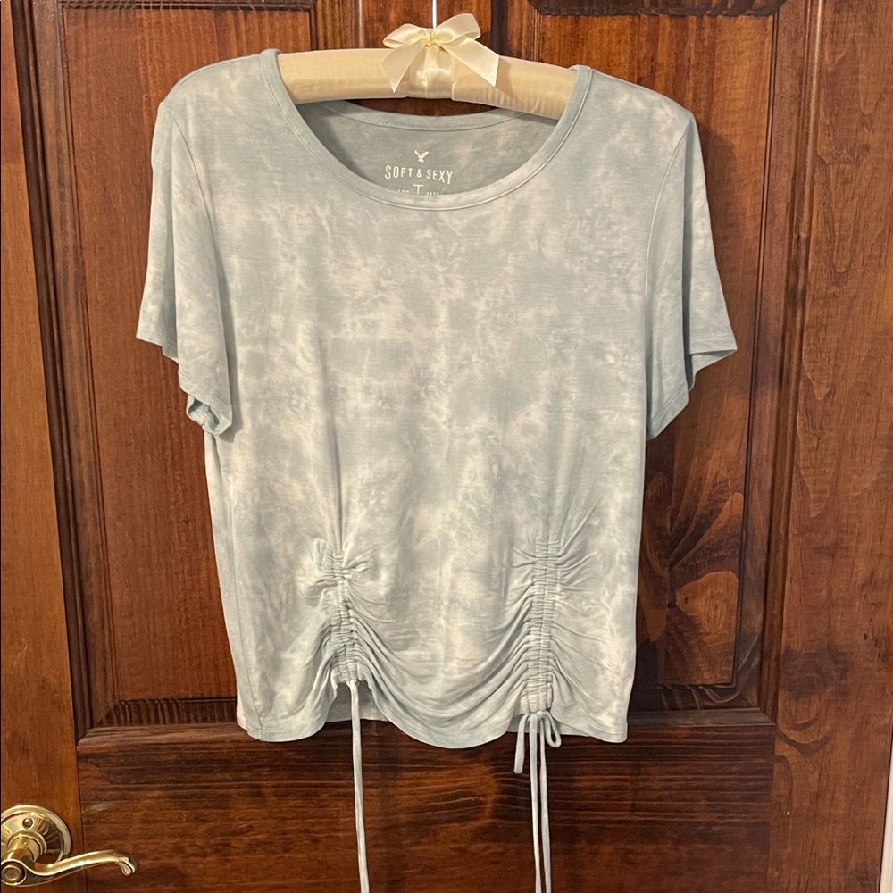 Women's Blue Tie-Dye cropped top
